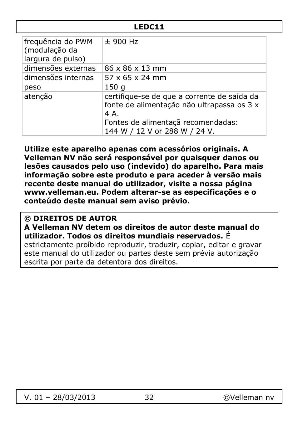 Velleman LEDC11 User Manual | Page 32 / 44