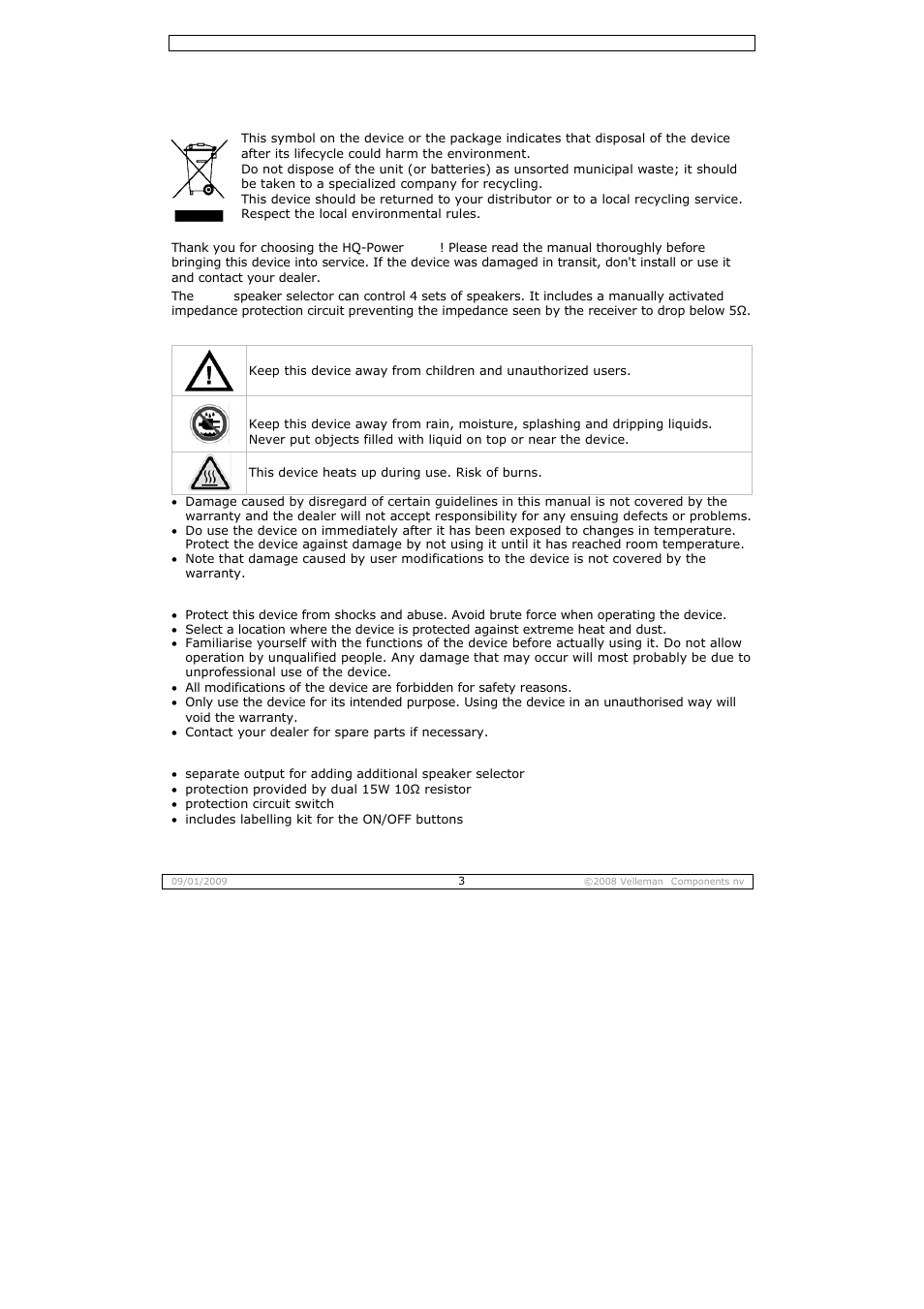 User manual | Velleman ASS4 User Manual | Page 3 / 14