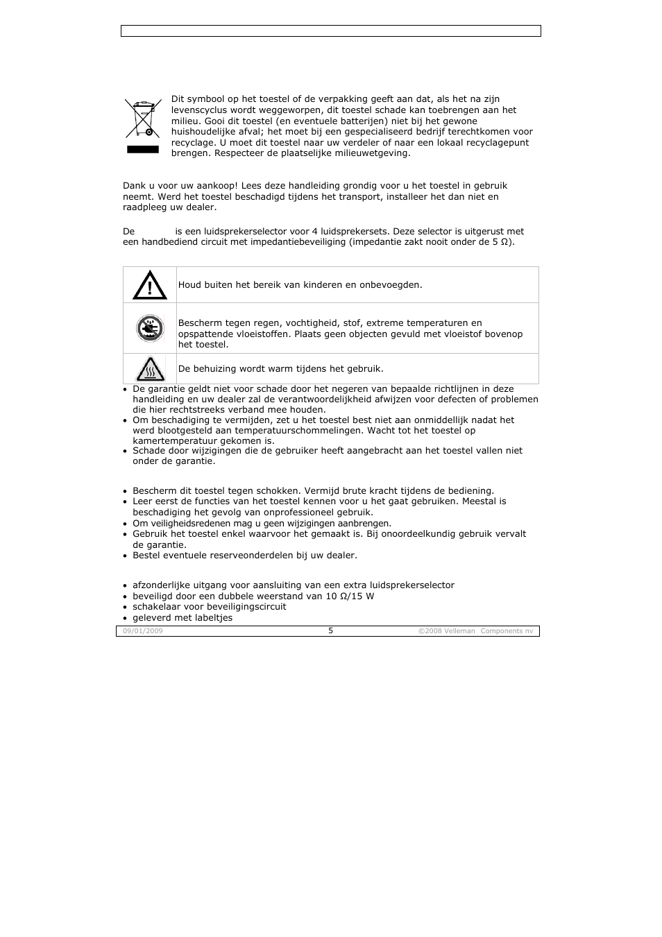 Gebruikershandleiding | Velleman ASS4 User Manual | Page 5 / 14