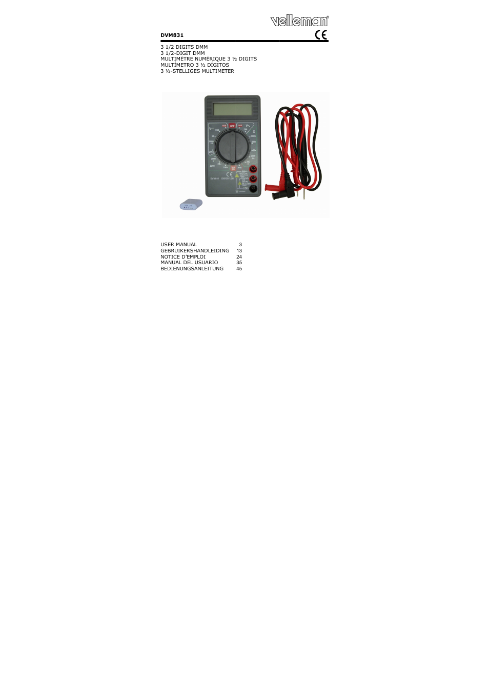 Velleman DVM831 User Manual | 60 pages