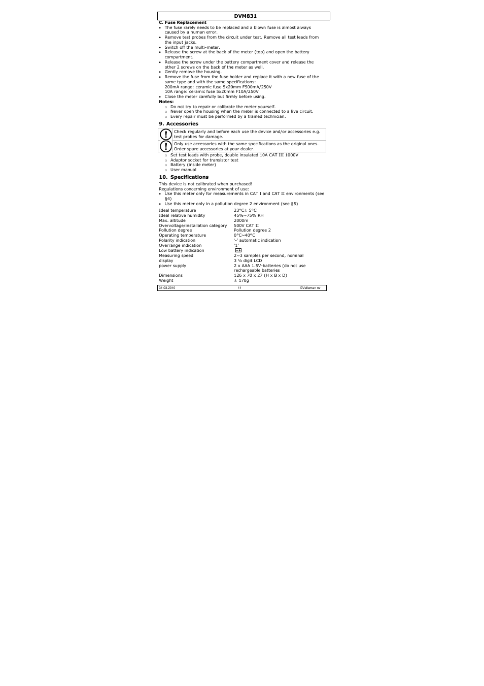 Velleman DVM831 User Manual | Page 11 / 60