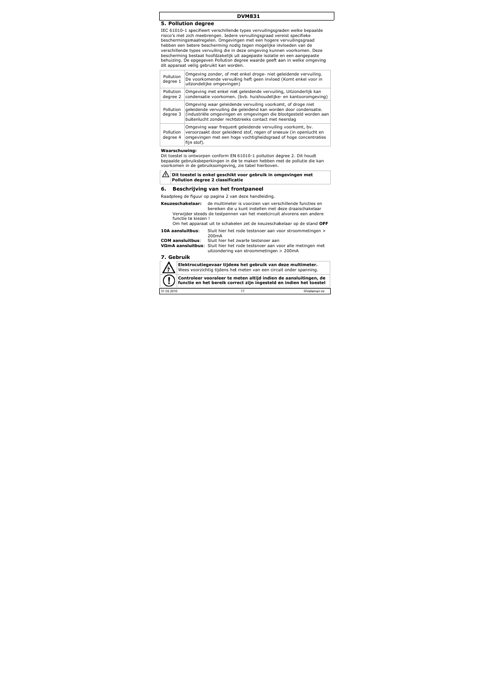 Velleman DVM831 User Manual | Page 17 / 60