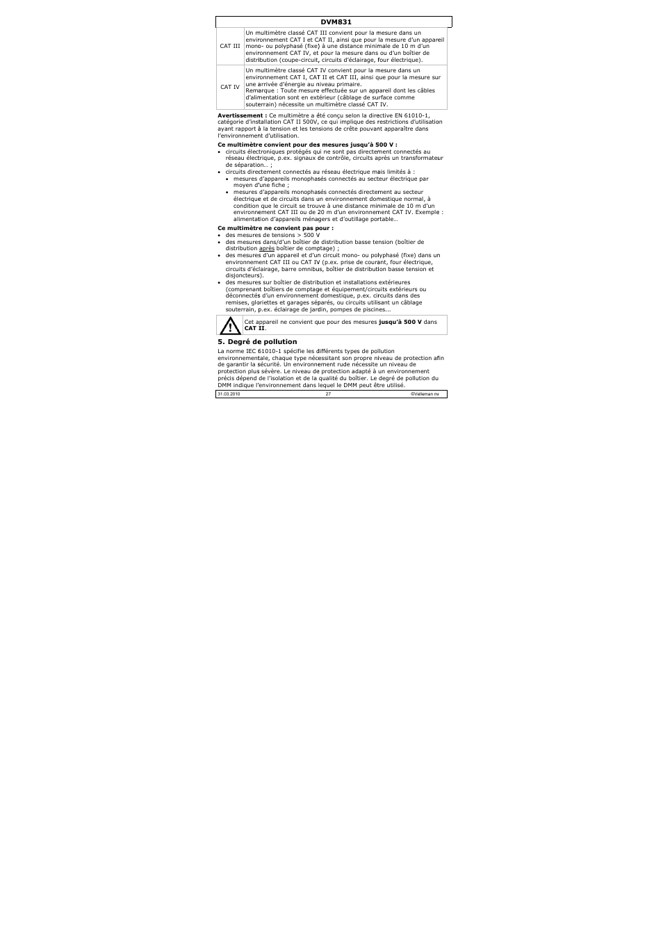 Velleman DVM831 User Manual | Page 27 / 60