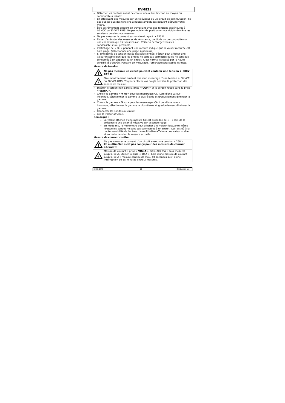 Velleman DVM831 User Manual | Page 29 / 60