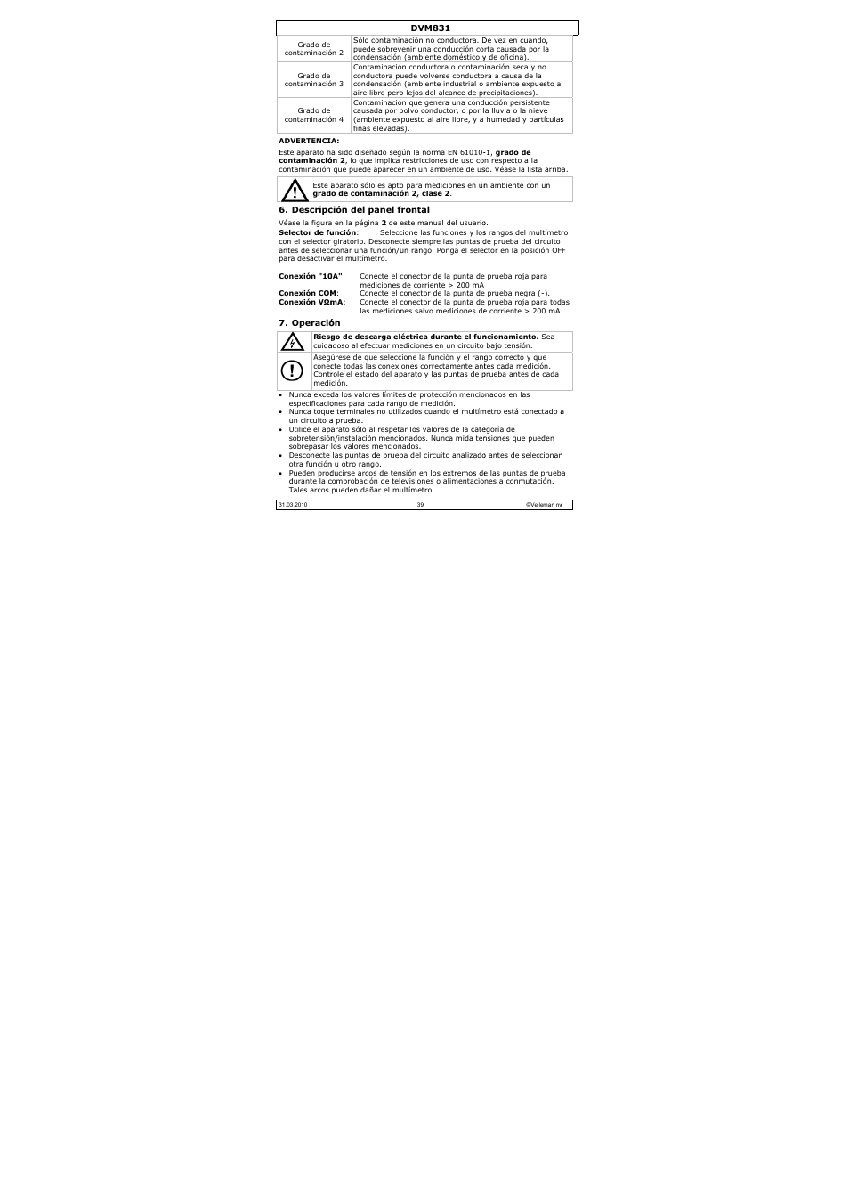 Velleman DVM831 User Manual | Page 39 / 60