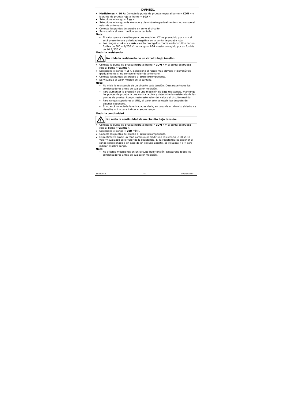 Velleman DVM831 User Manual | Page 41 / 60