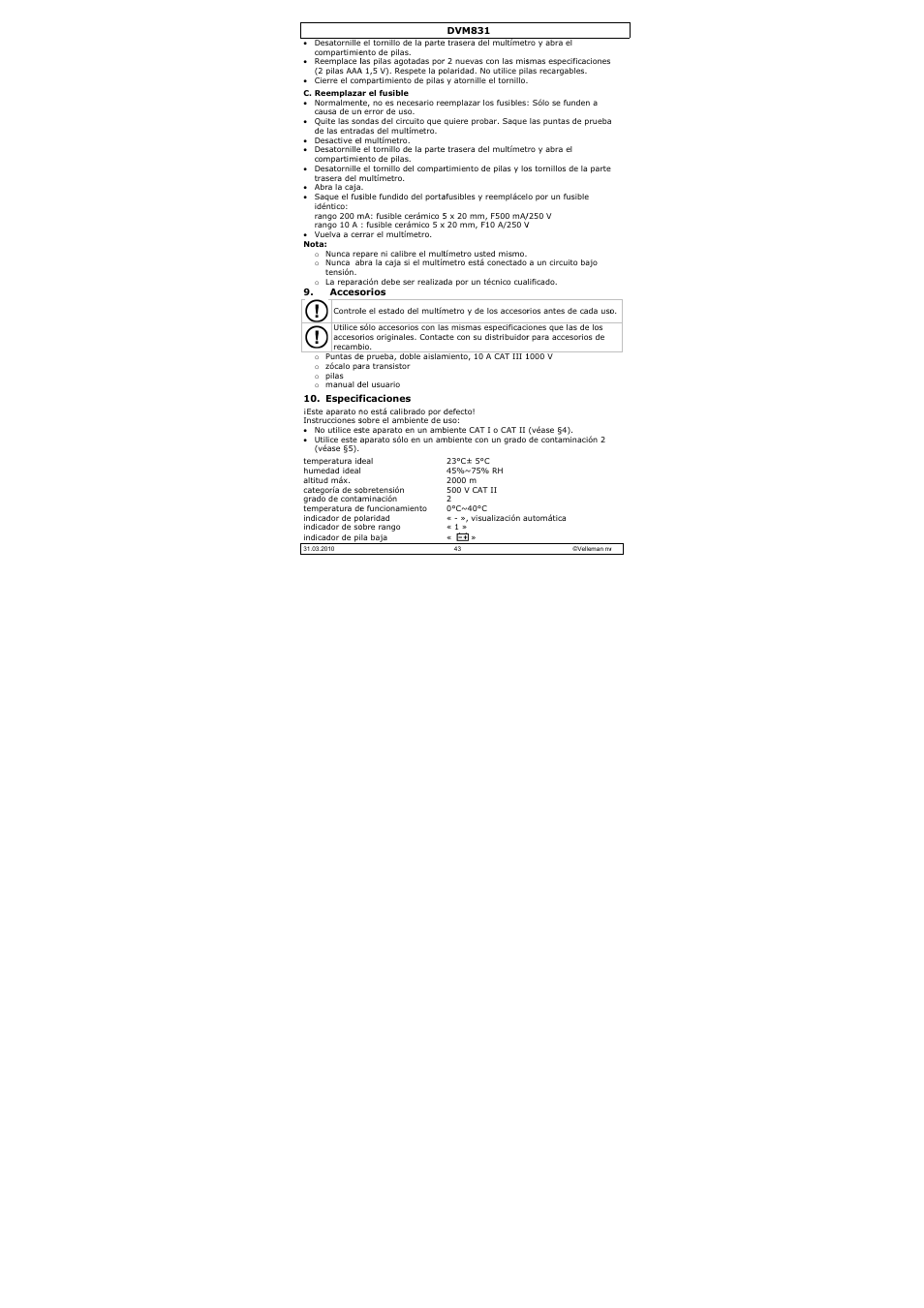 Velleman DVM831 User Manual | Page 43 / 60