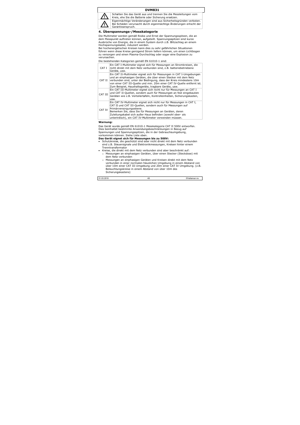 Velleman DVM831 User Manual | Page 48 / 60