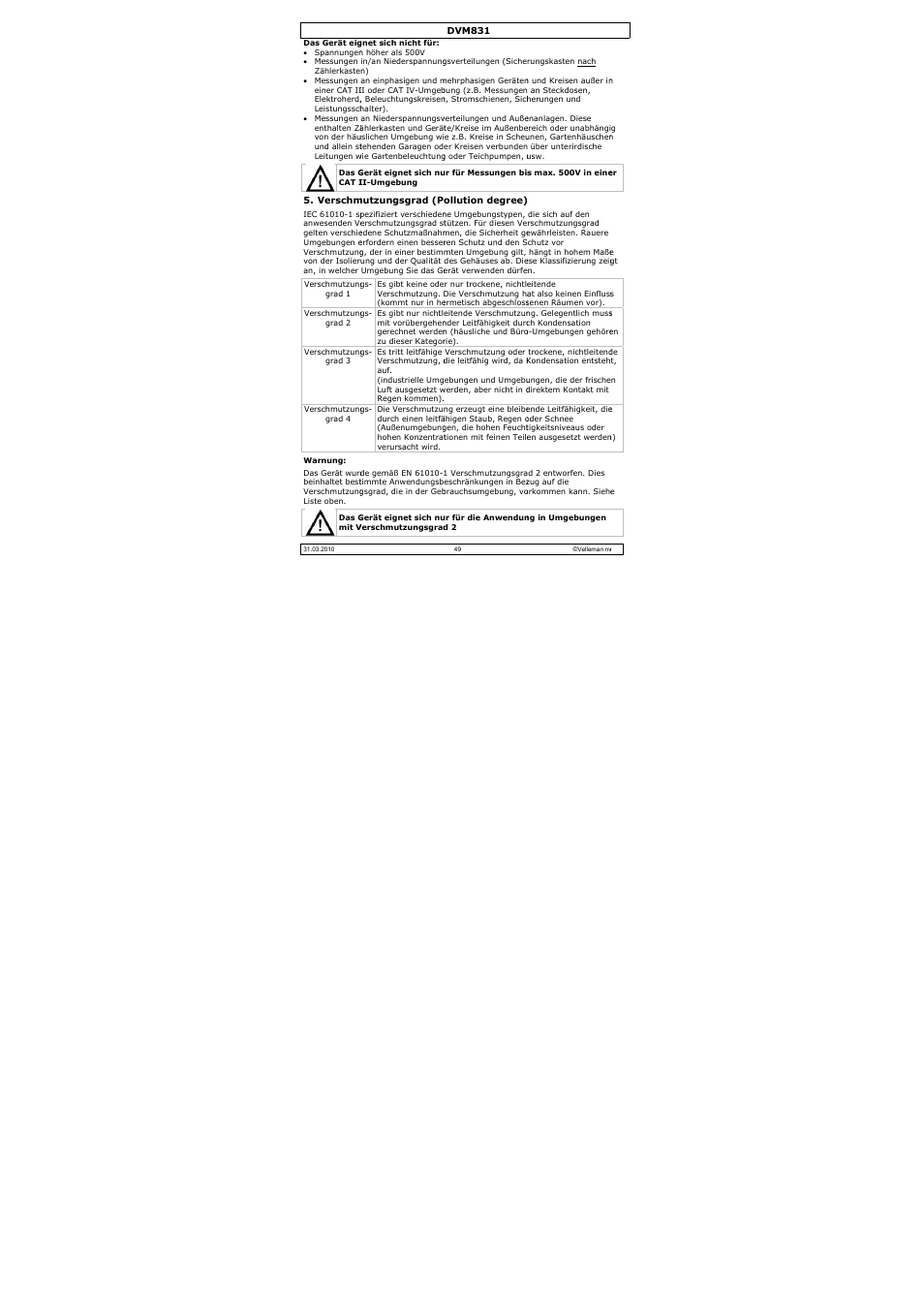 Velleman DVM831 User Manual | Page 49 / 60