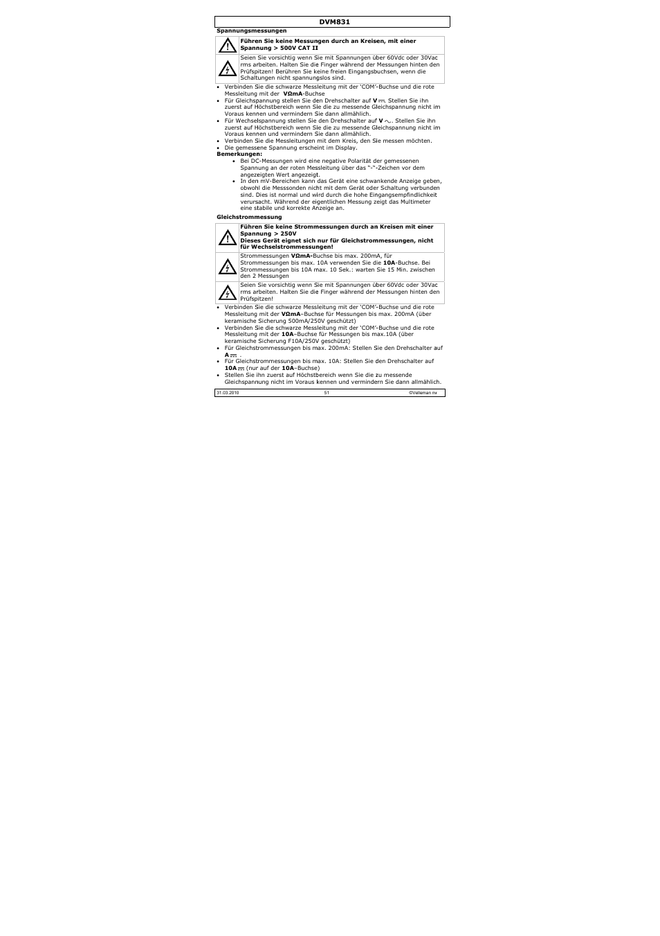 Velleman DVM831 User Manual | Page 51 / 60