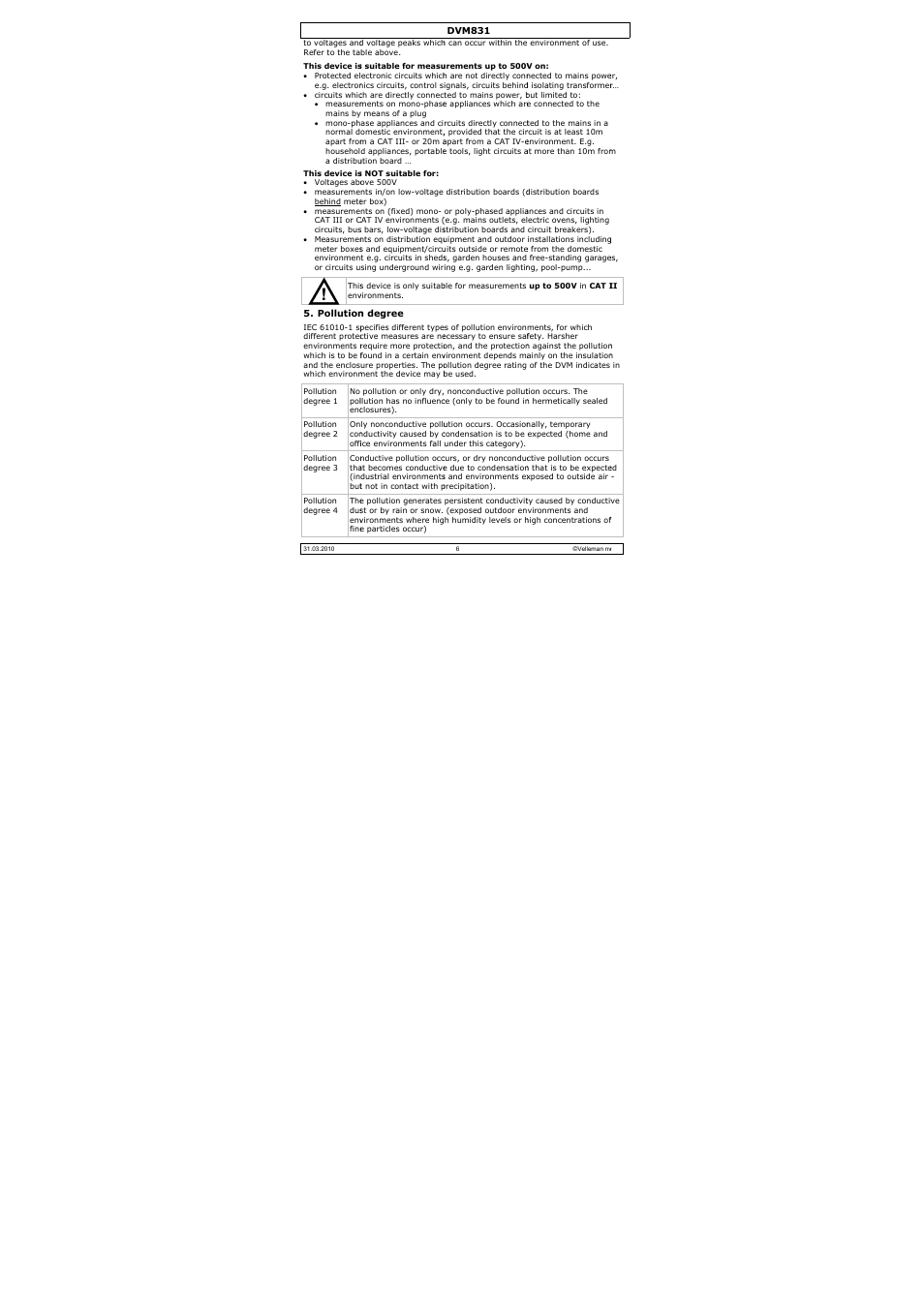 Velleman DVM831 User Manual | Page 6 / 60