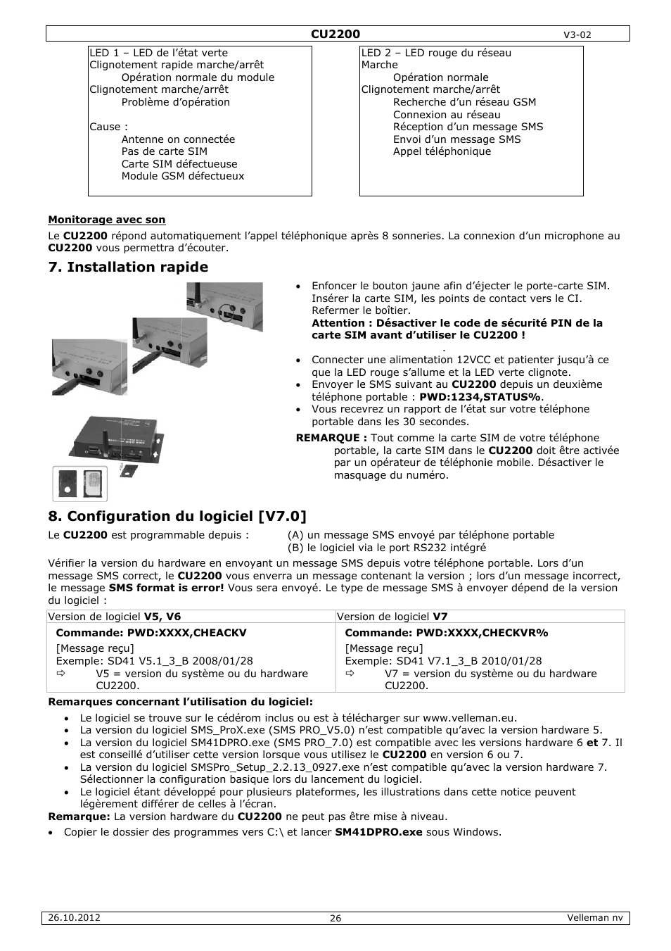 Installa . configu, Ation rap uration d, Pide du logicie | El [v7.0 | Velleman CU2200 User Manual | Page 26 / 58