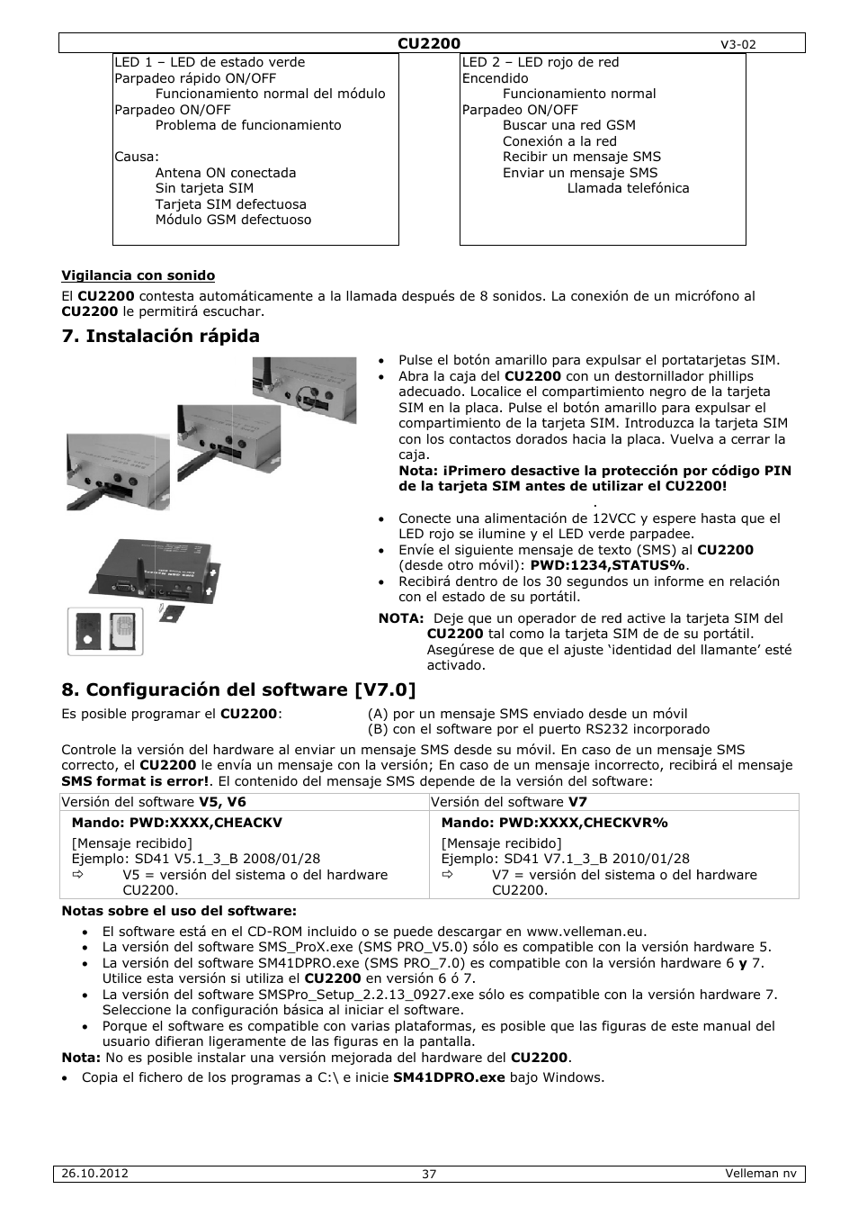 Instalac . configu, Ción rápi uración d, Ida del softw | Ware [v7 | Velleman CU2200 User Manual | Page 37 / 58