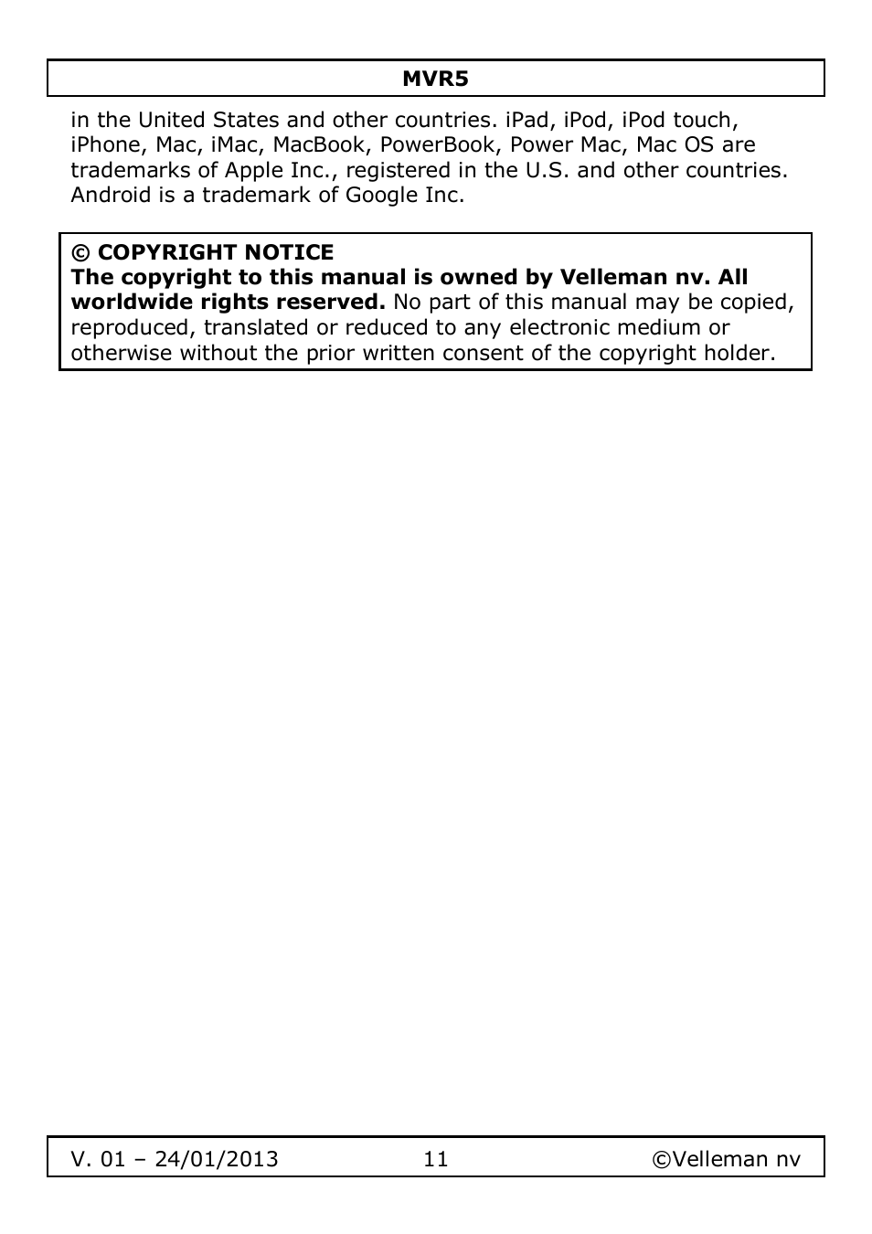 Velleman MVR5 User Manual | Page 11 / 78