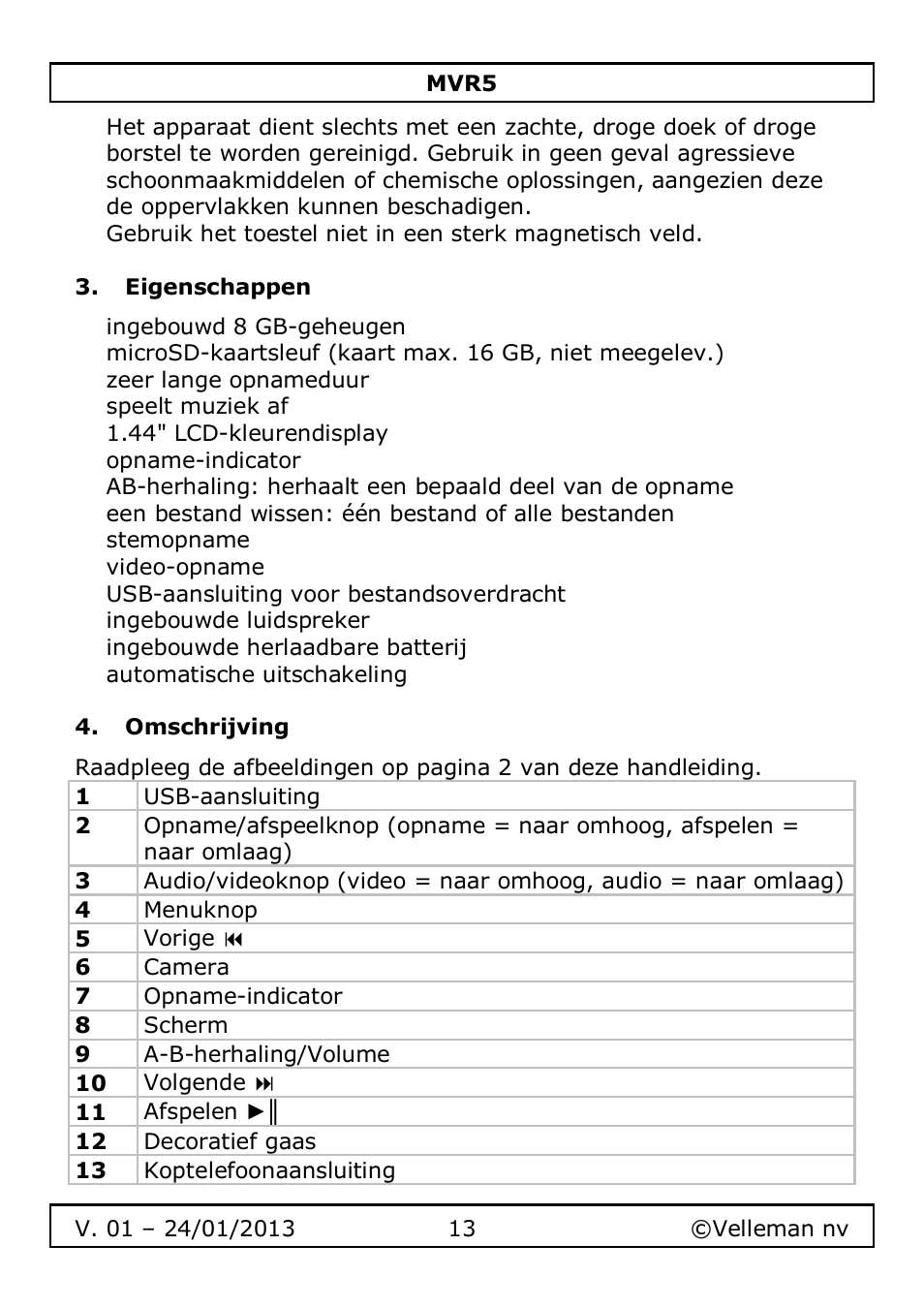 Velleman MVR5 User Manual | Page 13 / 78