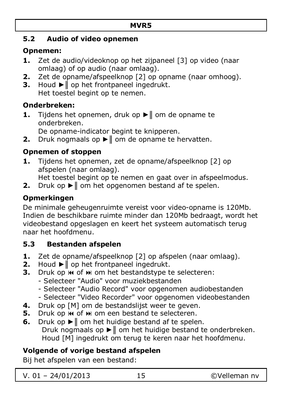 Velleman MVR5 User Manual | Page 15 / 78