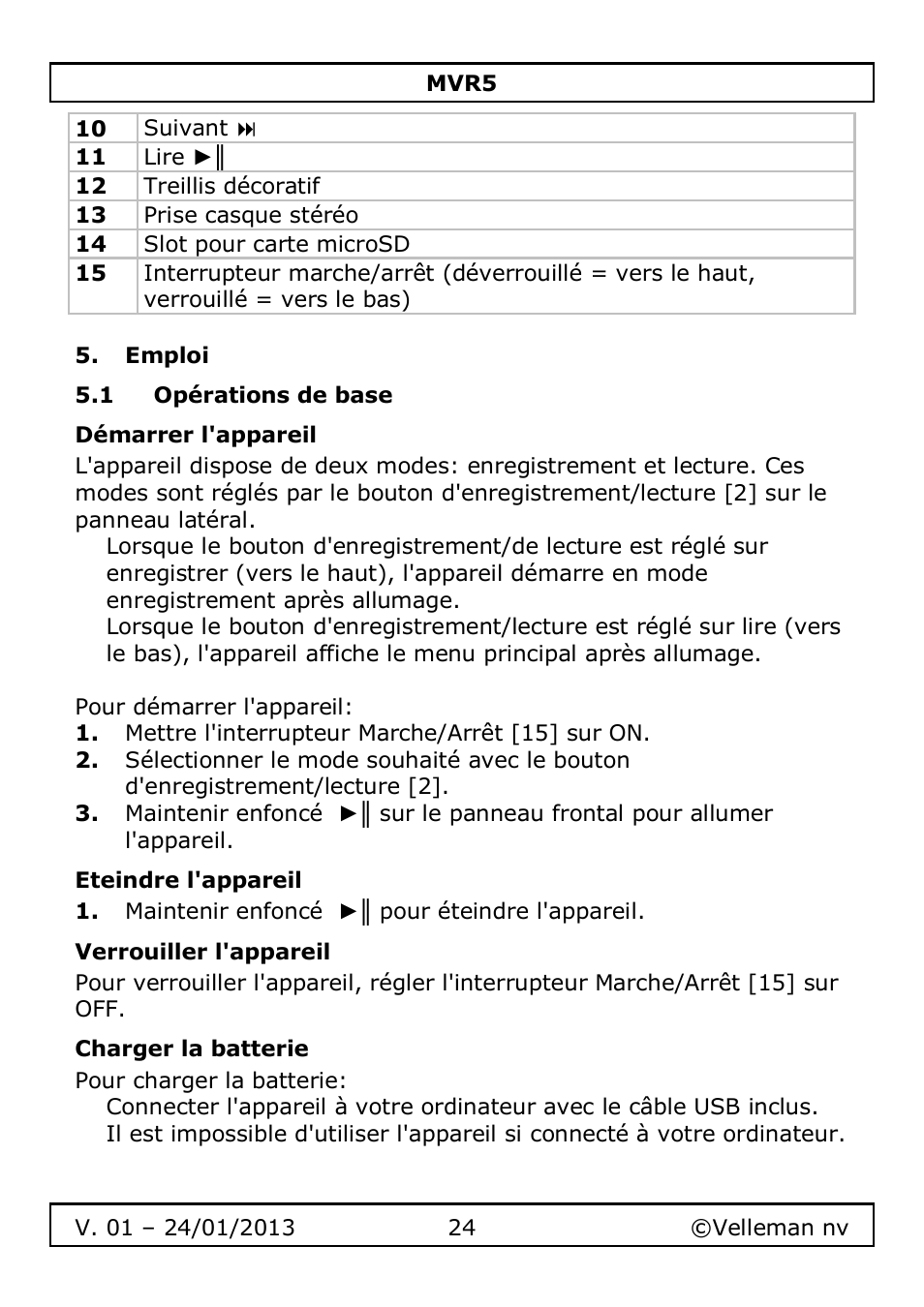 Velleman MVR5 User Manual | Page 24 / 78