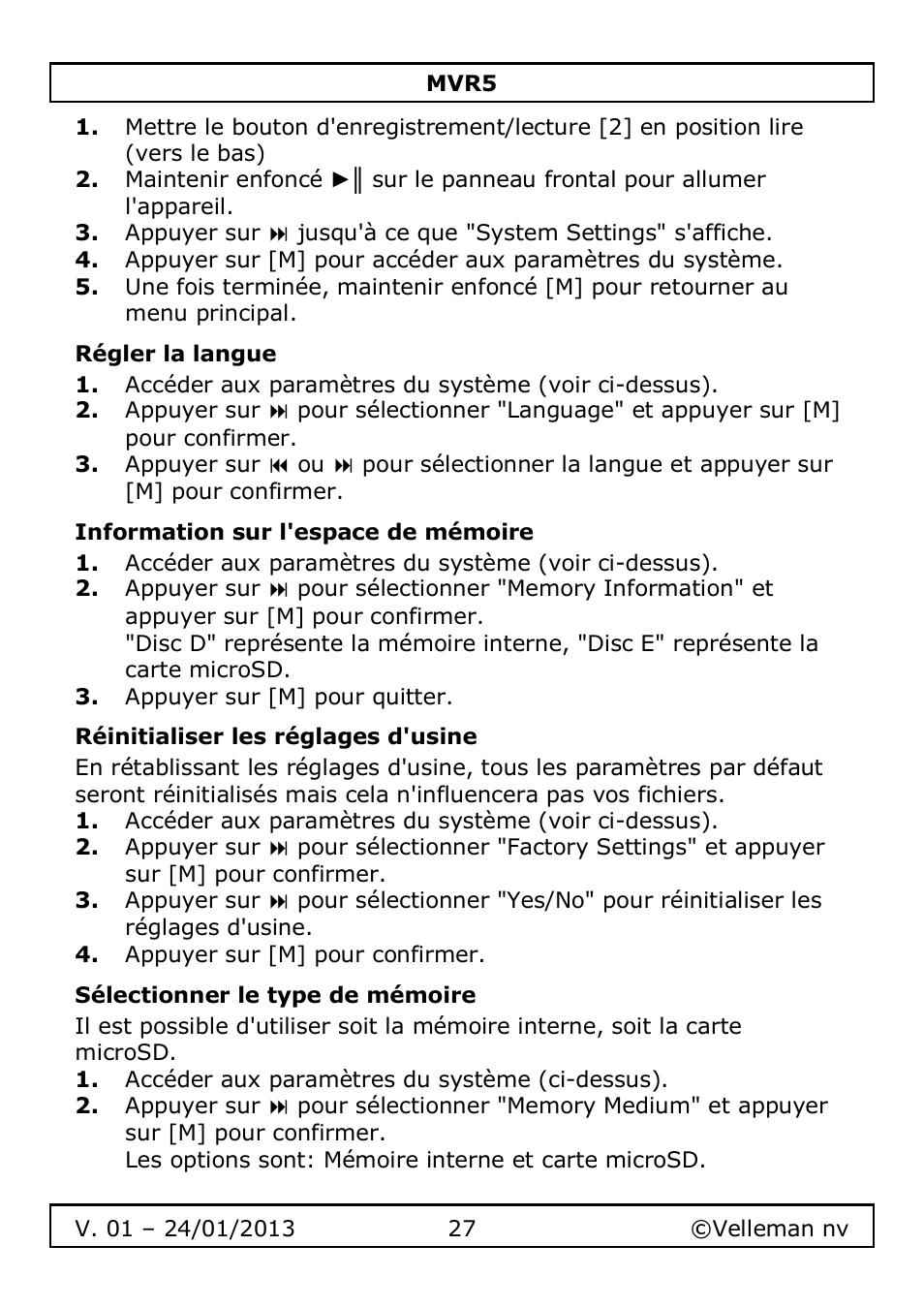 Velleman MVR5 User Manual | Page 27 / 78
