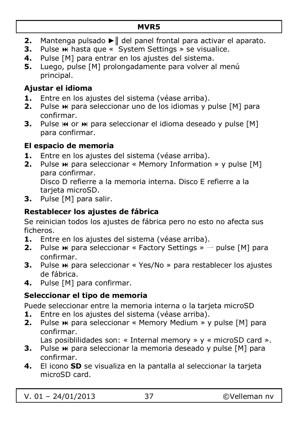 Velleman MVR5 User Manual | Page 37 / 78