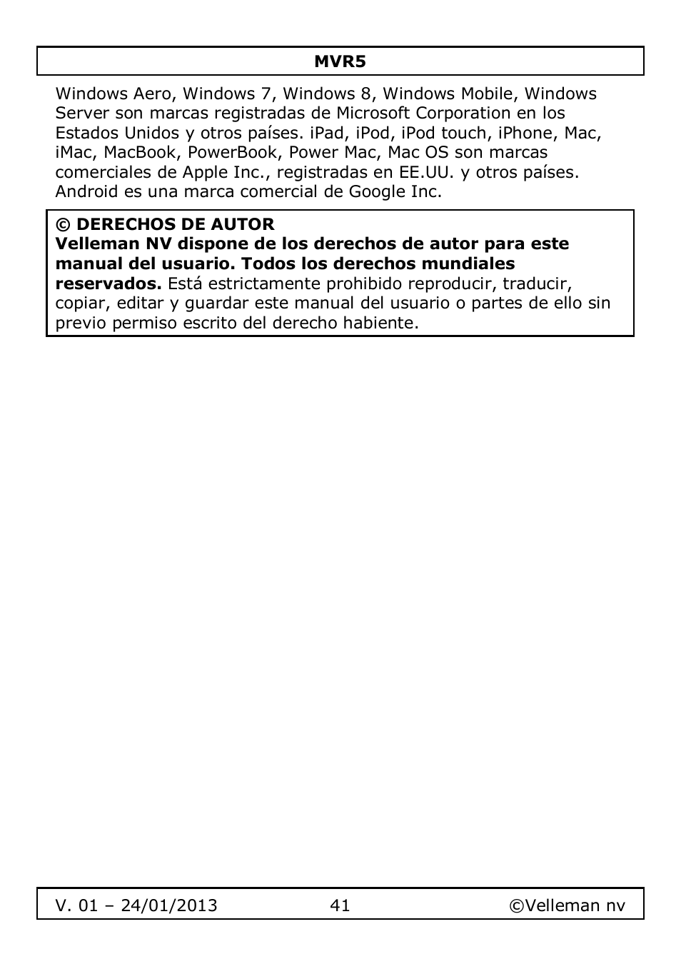 Velleman MVR5 User Manual | Page 41 / 78