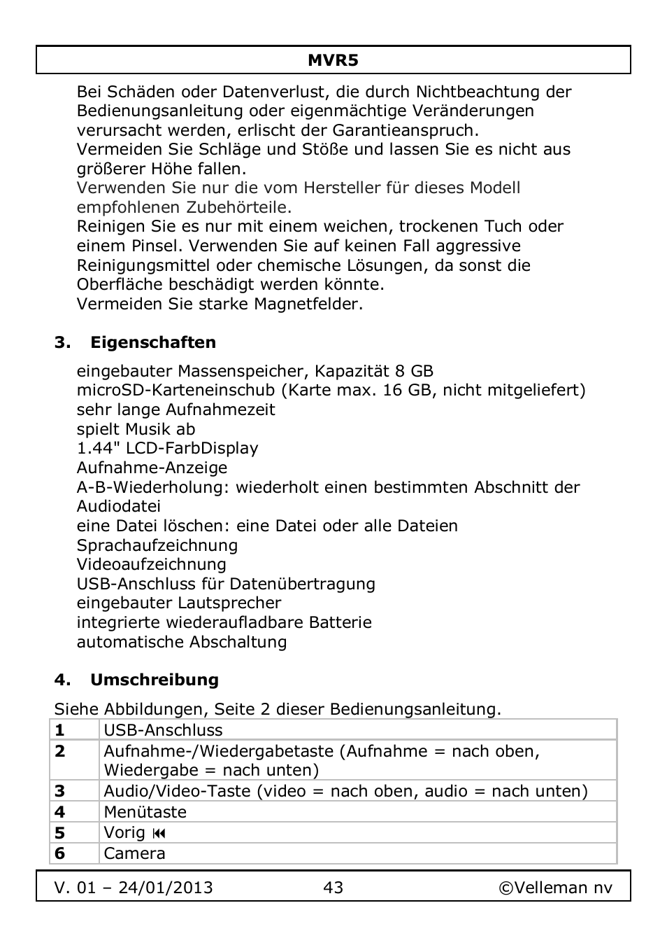 Velleman MVR5 User Manual | Page 43 / 78