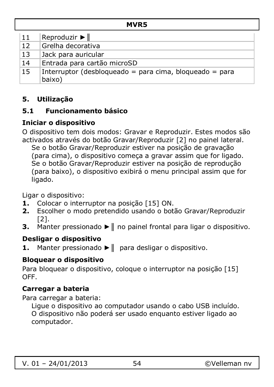 Velleman MVR5 User Manual | Page 54 / 78