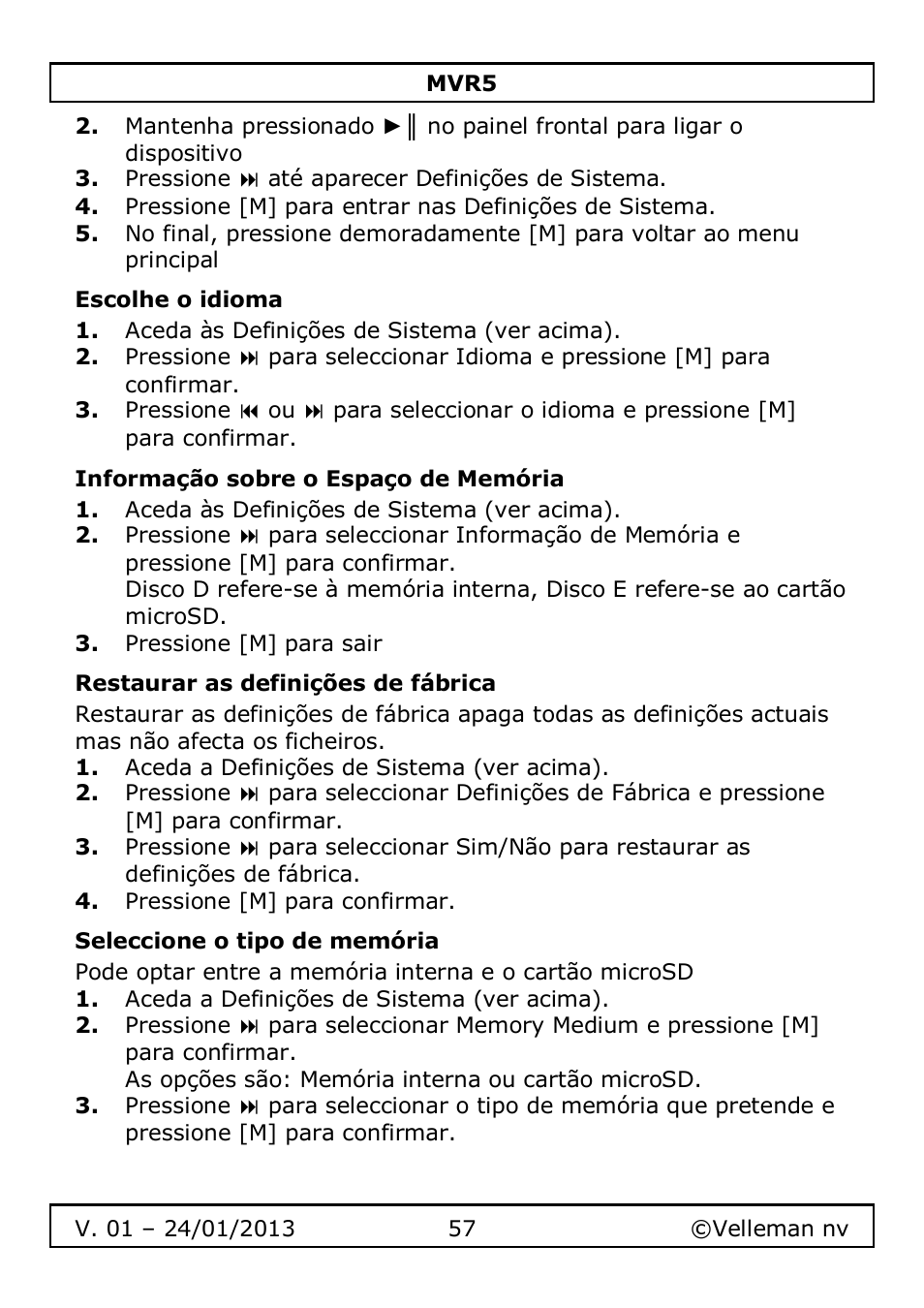 Velleman MVR5 User Manual | Page 57 / 78