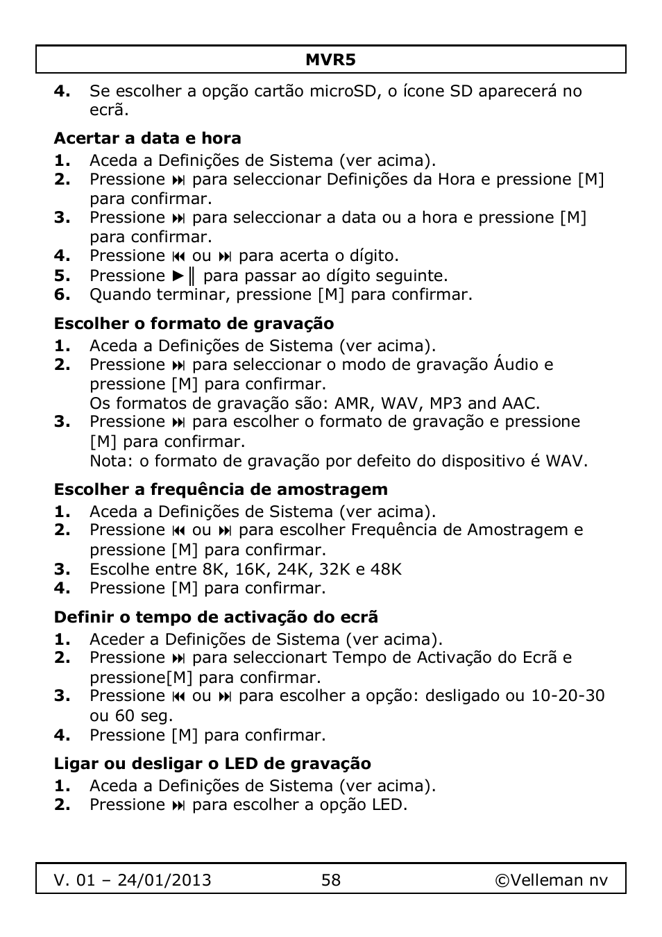 Velleman MVR5 User Manual | Page 58 / 78