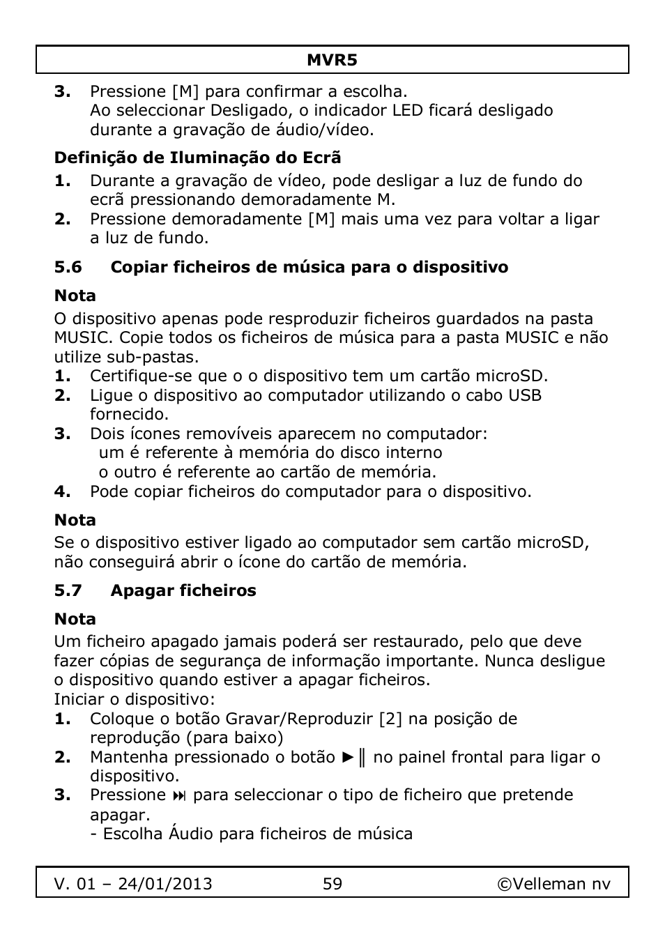 Velleman MVR5 User Manual | Page 59 / 78