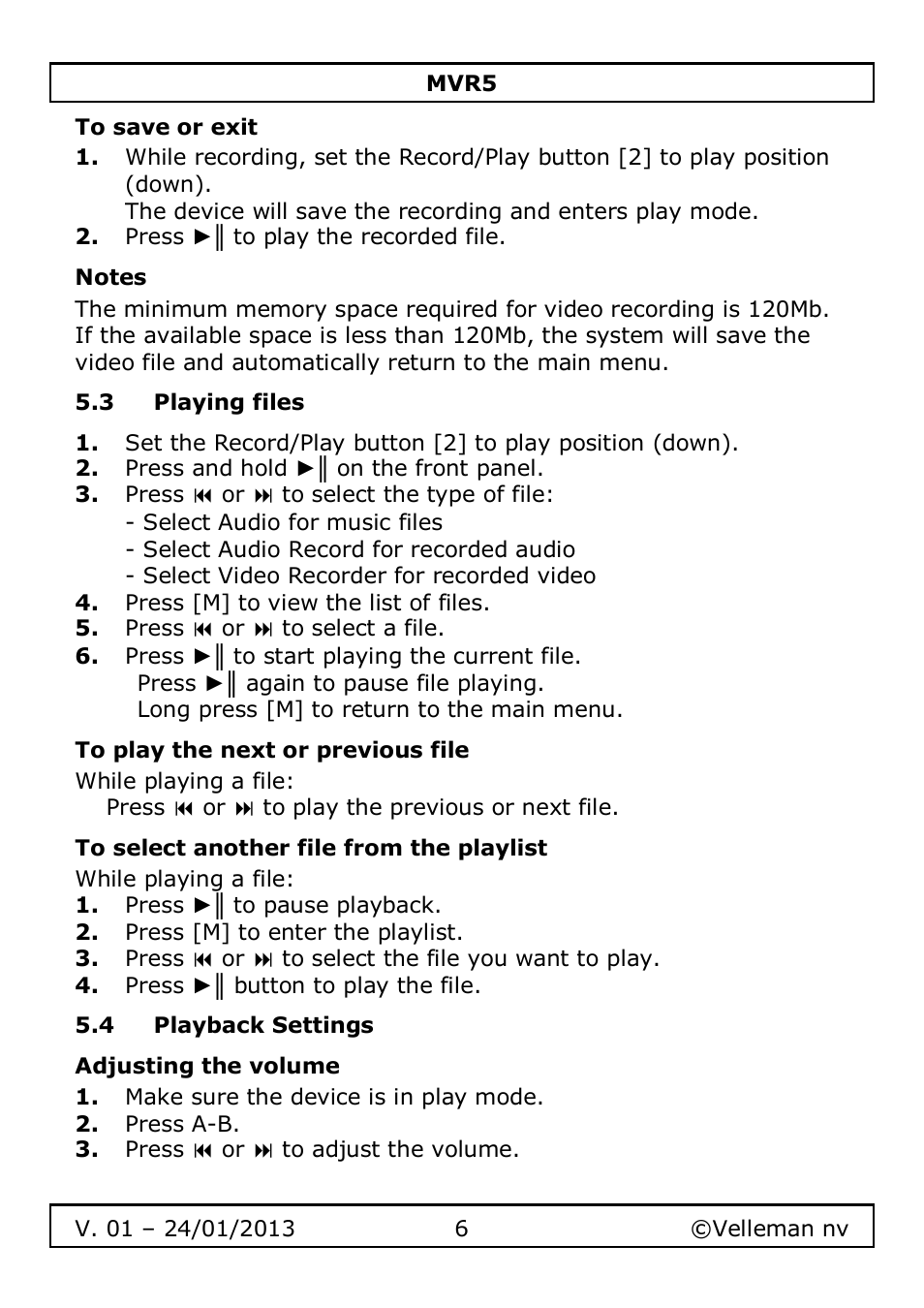 Velleman MVR5 User Manual | Page 6 / 78