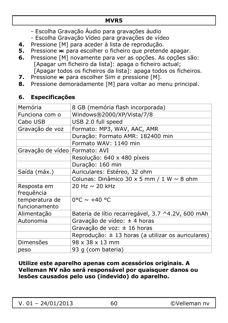Velleman MVR5 User Manual | Page 60 / 78