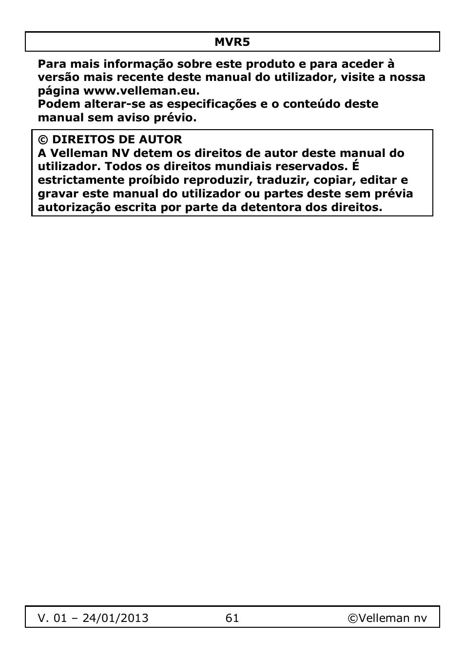 Velleman MVR5 User Manual | Page 61 / 78