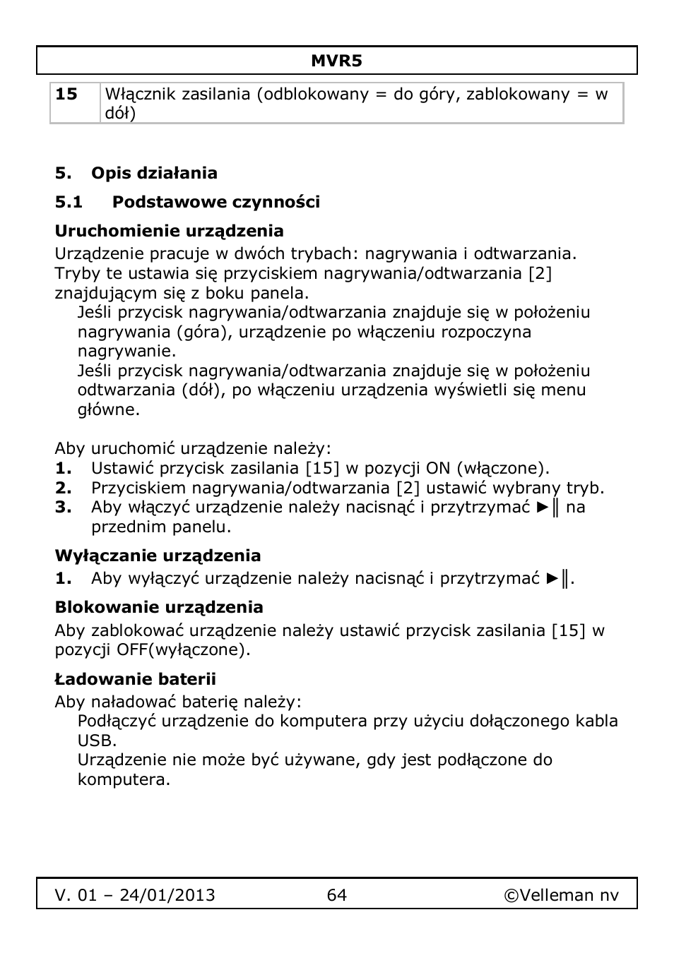 Velleman MVR5 User Manual | Page 64 / 78