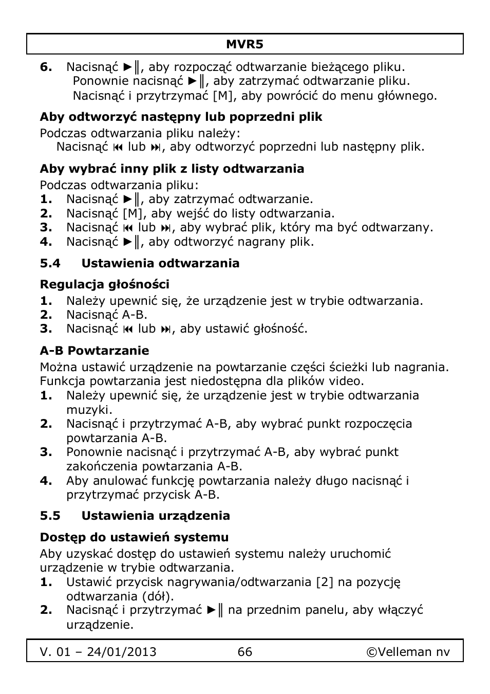 Velleman MVR5 User Manual | Page 66 / 78