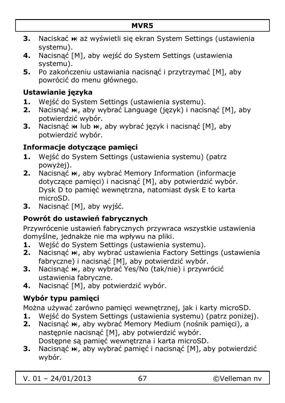 Velleman MVR5 User Manual | Page 67 / 78