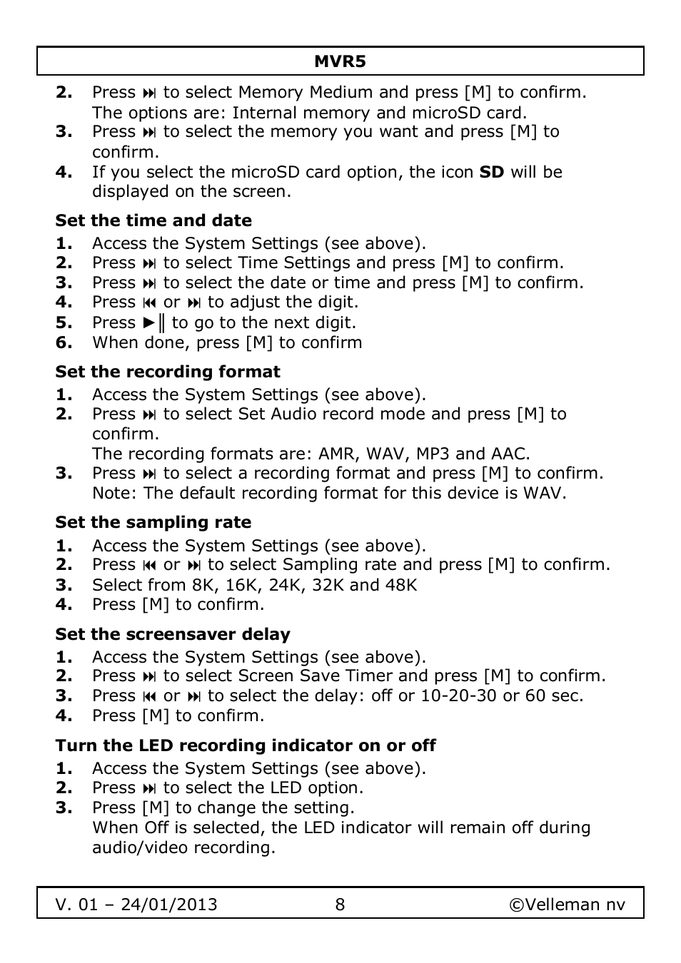 Velleman MVR5 User Manual | Page 8 / 78