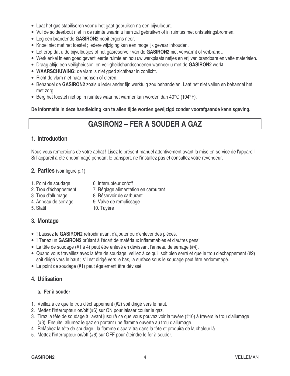 Gasiron2 – fer a souder a gaz | Velleman GASIRON2 User Manual | Page 4 / 9