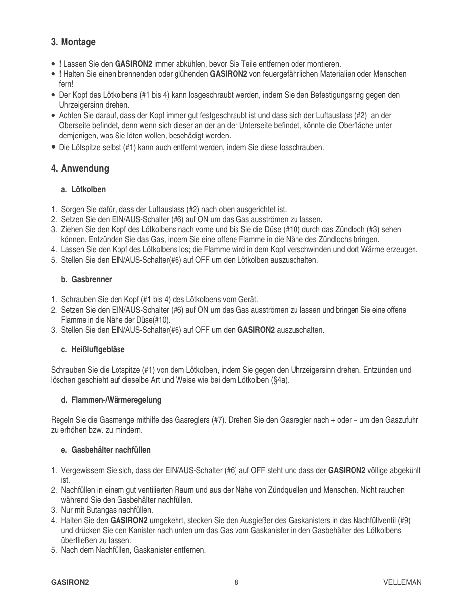 Velleman GASIRON2 User Manual | Page 8 / 9