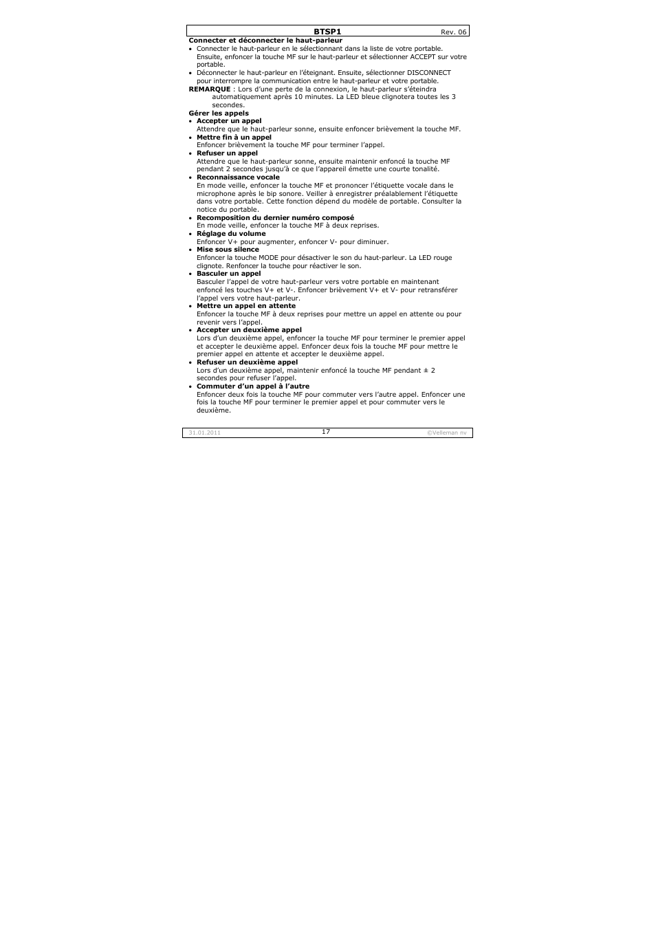 Velleman BTSP1 User Manual | Page 17 / 45