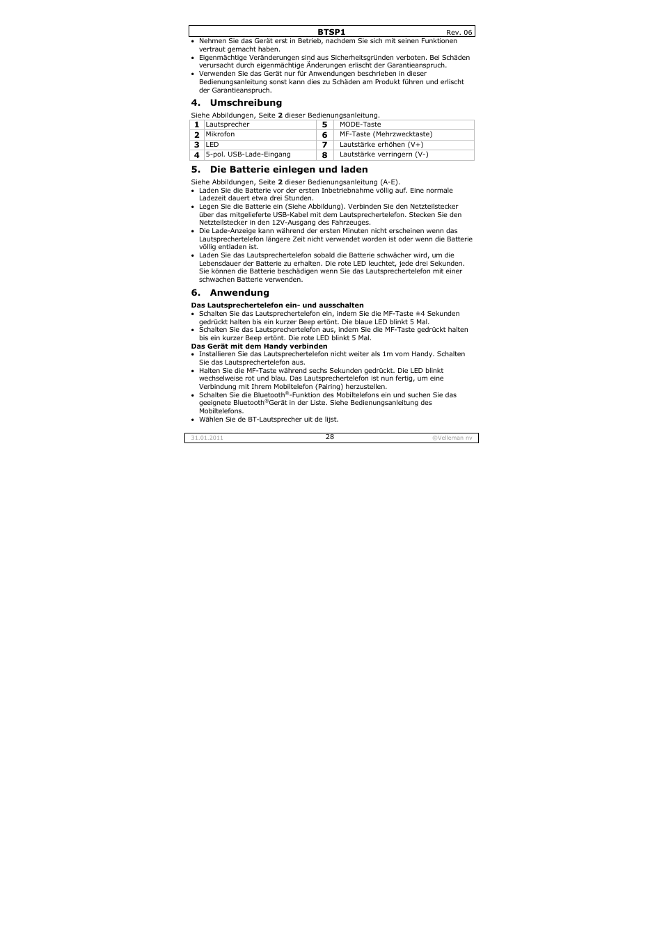 Velleman BTSP1 User Manual | Page 28 / 45