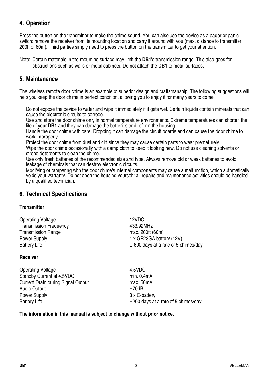 Velleman DB1 User Manual | Page 3 / 13