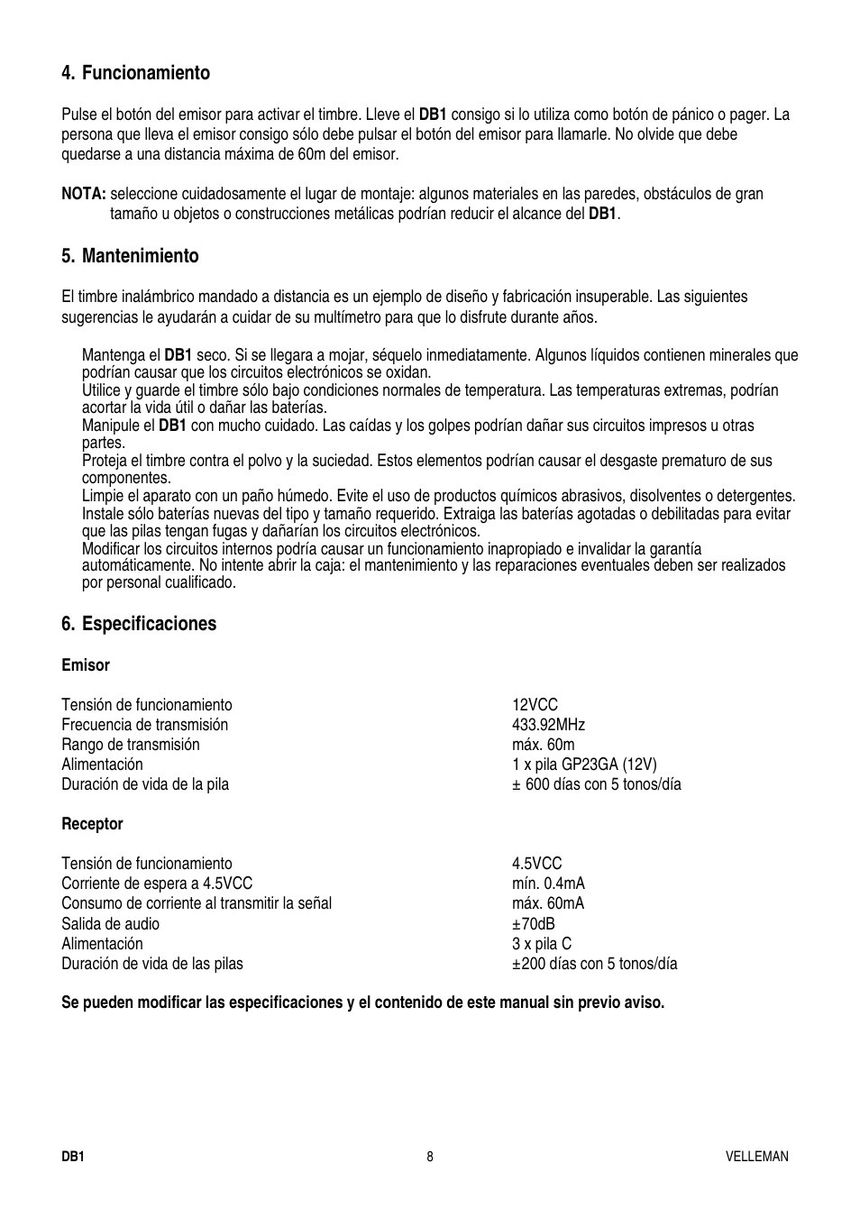Velleman DB1 User Manual | Page 9 / 13