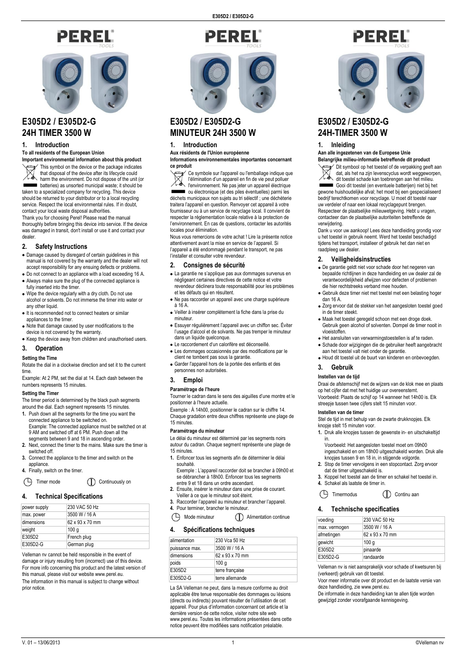 Velleman E305D2 User Manual | 4 pages