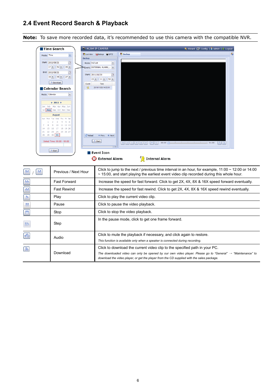 4 event record search & playback | Velleman CAMIP12 Quick Installation Guide User Manual | Page 11 / 69