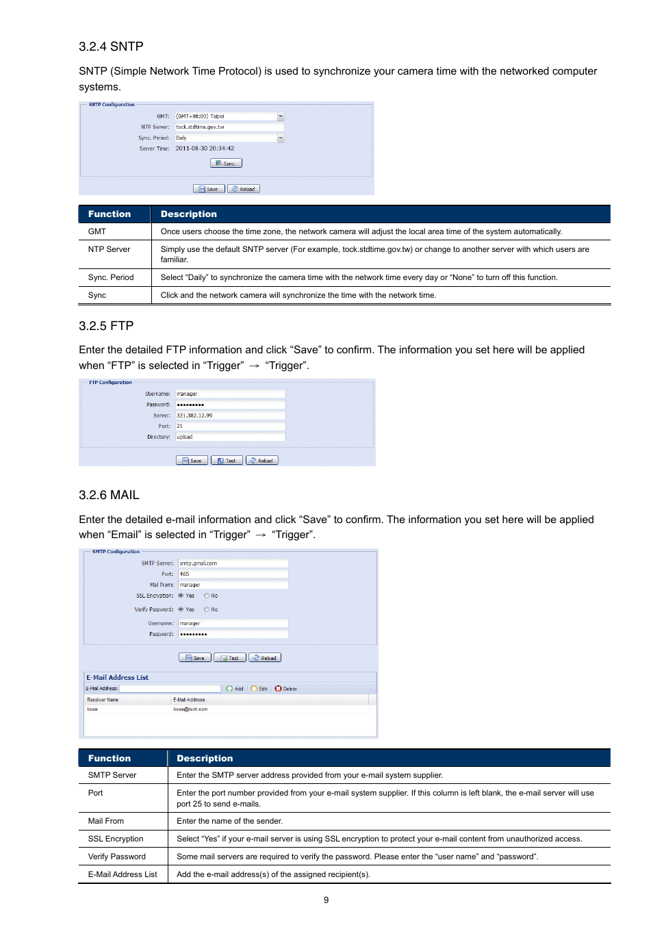 4 sntp, 5 ftp, 6 mail | Velleman CAMIP12 Quick Installation Guide User Manual | Page 14 / 69