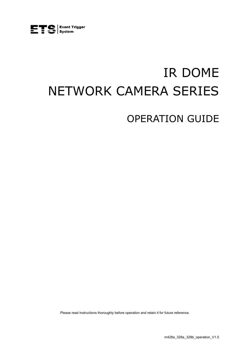 English, Ir dome network camera series, Operation guide | Velleman CAMIP12 Quick Installation Guide User Manual | Page 2 / 69