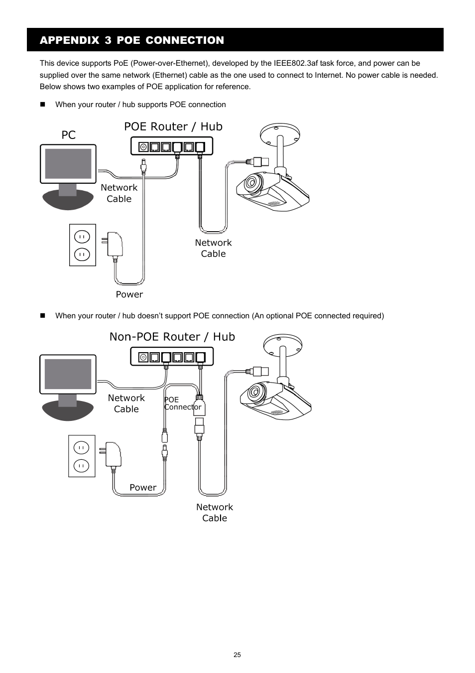 Appendix 3 poe connection | Velleman CAMIP12 Quick Installation Guide User Manual | Page 30 / 69