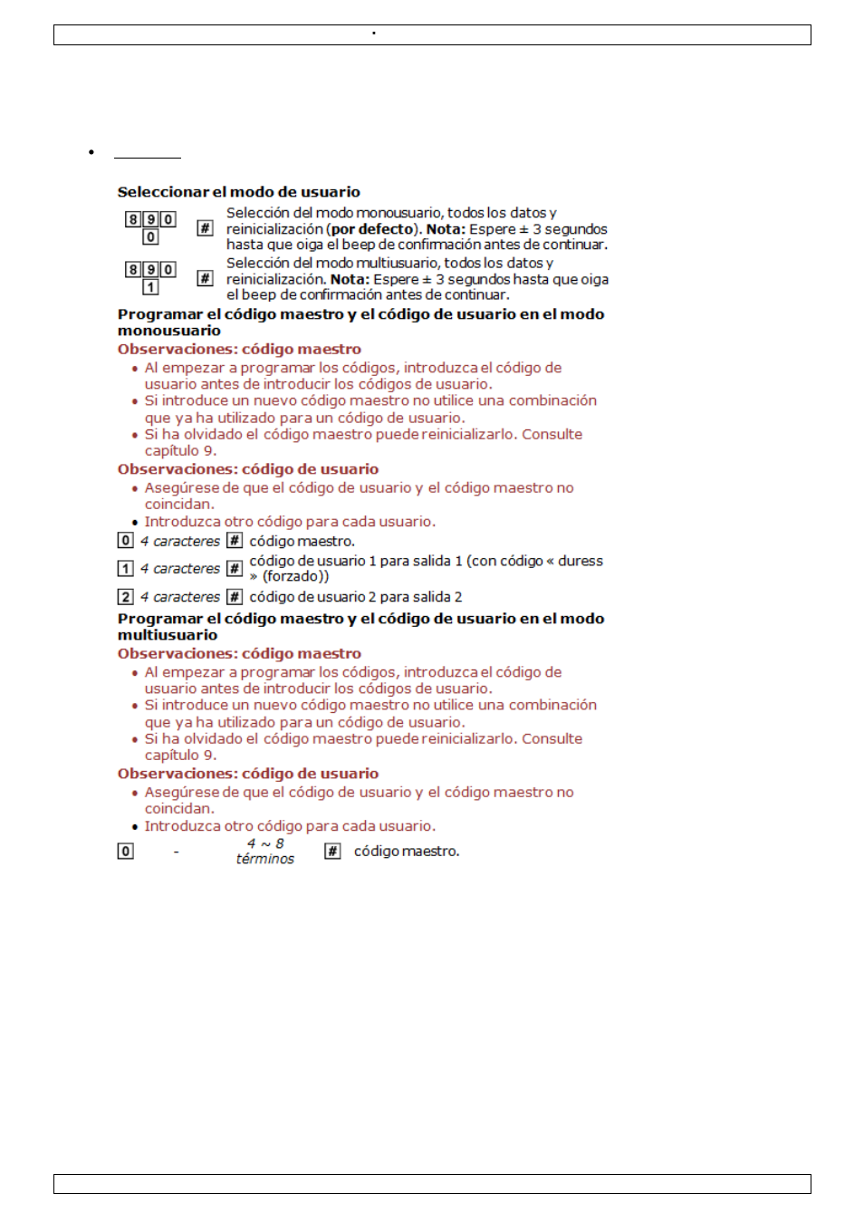 Español | Velleman HAA2850 Setting Master Code and User Code User Manual | Page 5 / 6