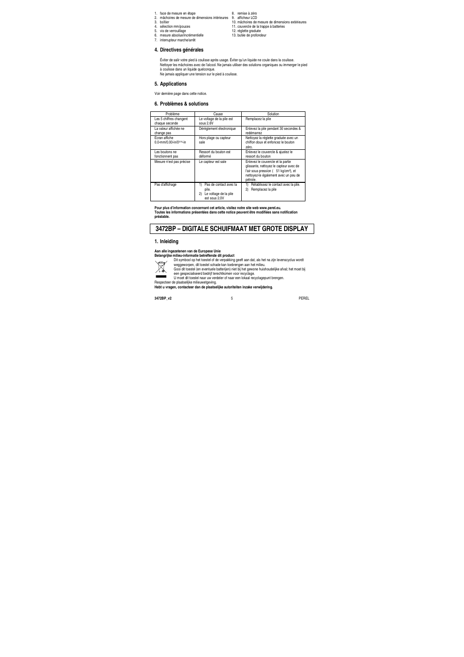 3472bp – digitale schuifmaat met grote display | Velleman 3472BP User Manual | Page 5 / 11