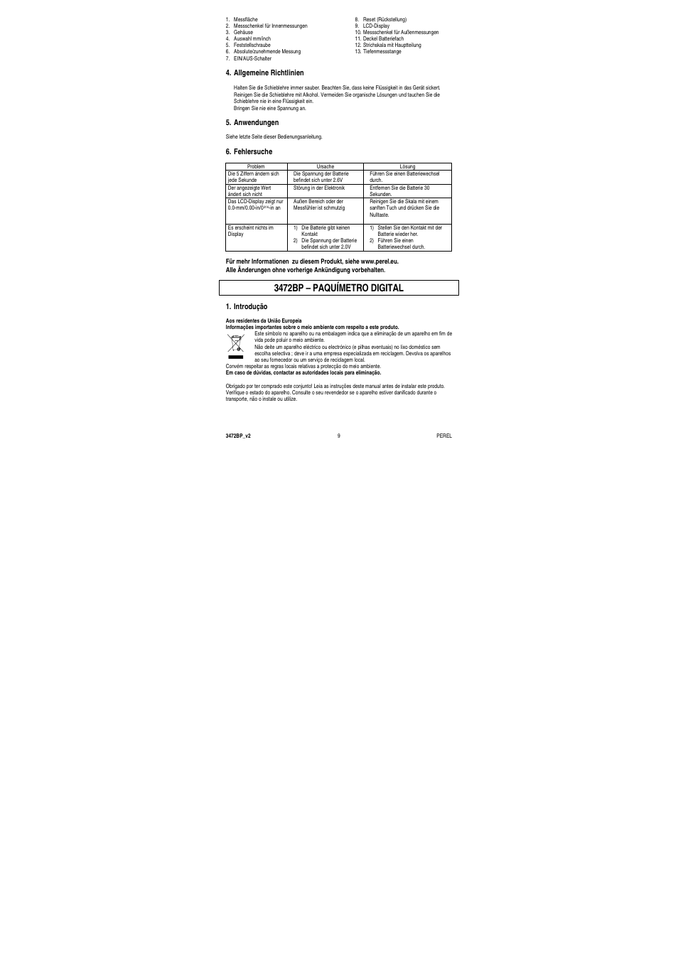 3472bp – paquímetro digital | Velleman 3472BP User Manual | Page 9 / 11